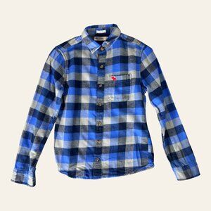 VTG Y2K Abercrombie Muscle Cotton Plaid Flannel BtnDown Shirt Blue/Gray Youth M